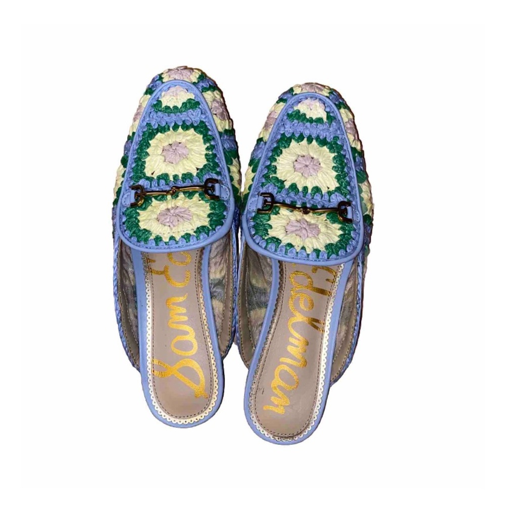 Sam Edelman Linnie Loafer Crochet Mules Size 7 Floral Flower. EUC.